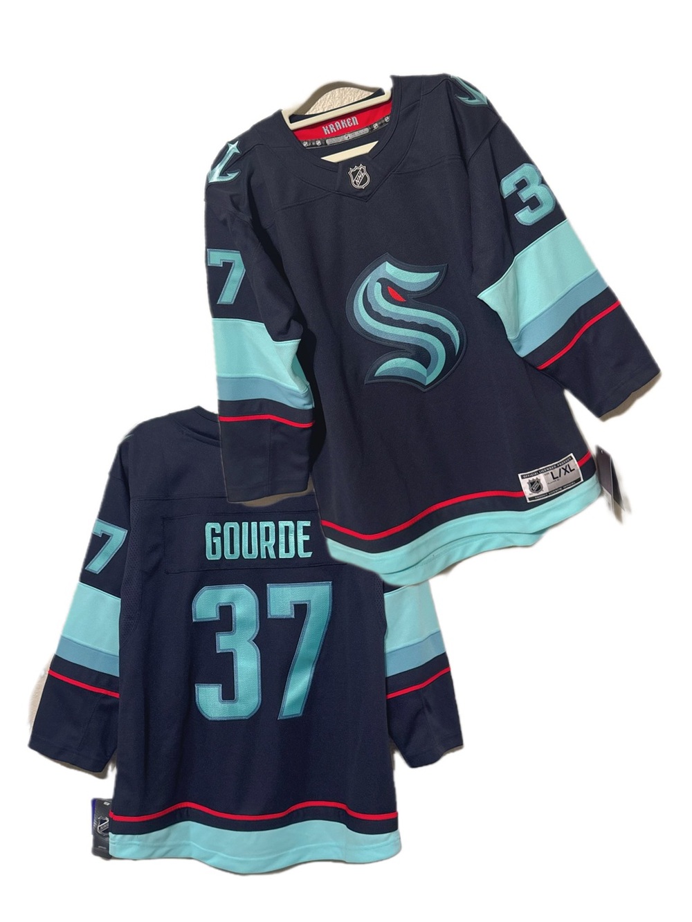 NHL Yanni Gourde 37 Seattle Kraken Youth Home Premier Player Hockey Jersey